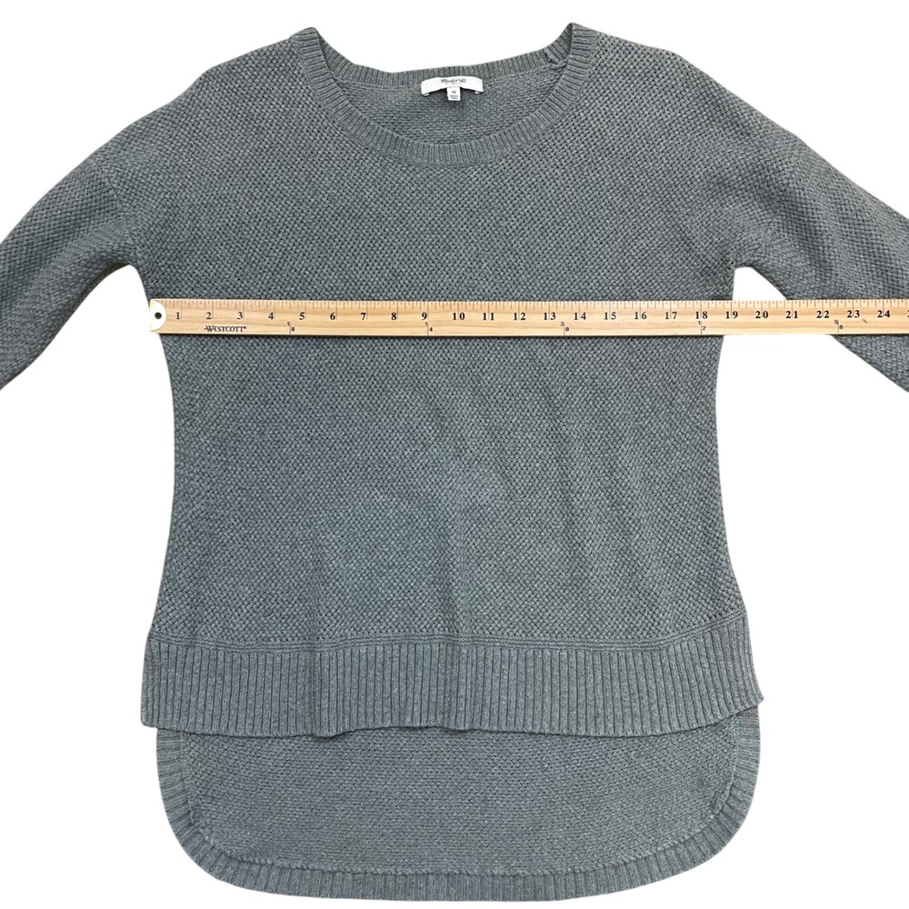 Madewell Women's Medium Waffle‎ Knit Sweater Light Gray Crew Neck Long Sleeve - Picture 4 of 7